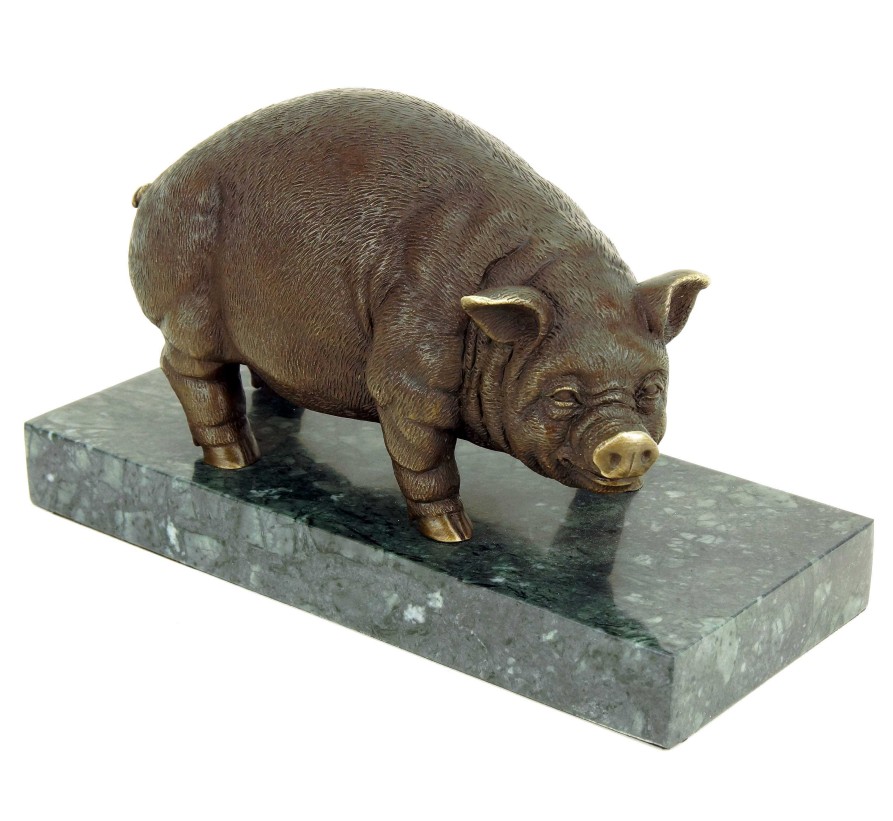 Rembrandt Bugatti Bronze Pig / Domestic Pig - Bronze Statue - Sculpture By Bugatti Animal Sculptures