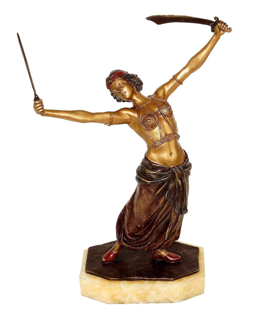 Kunst & Ambiente Vienna Bronze - Erotic Female Sword Dancer / Oriental Erotic Nudes - Vienna Bronze