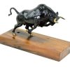 Martin Klein Limited Bronze Bull - Sculpture On Old Ship'S Plank - Martin Klein Statue Contemporary Art