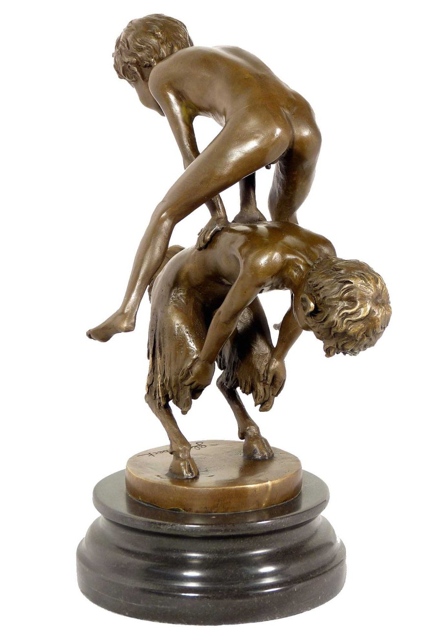 Kunst & Ambiente Perfect Art Nouveau Bronze Statue - The Leapfrog - Signed Art Nouveau Statues