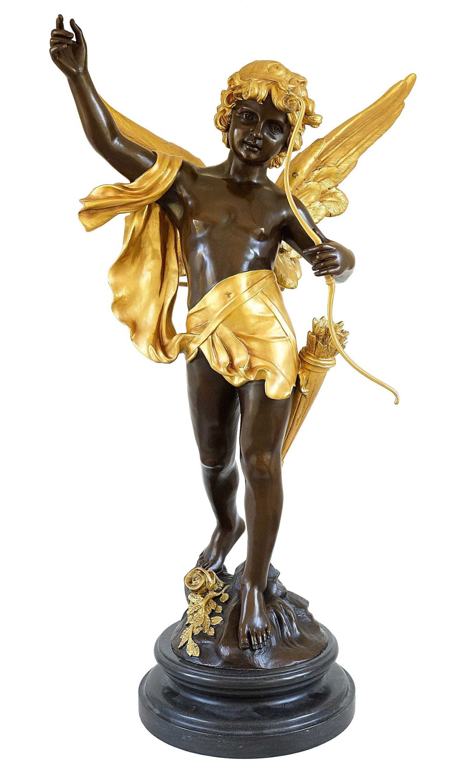 Auguste Moreau Cupid God Of Love - Angel Figurine - Sign. Moreau Garden Statues