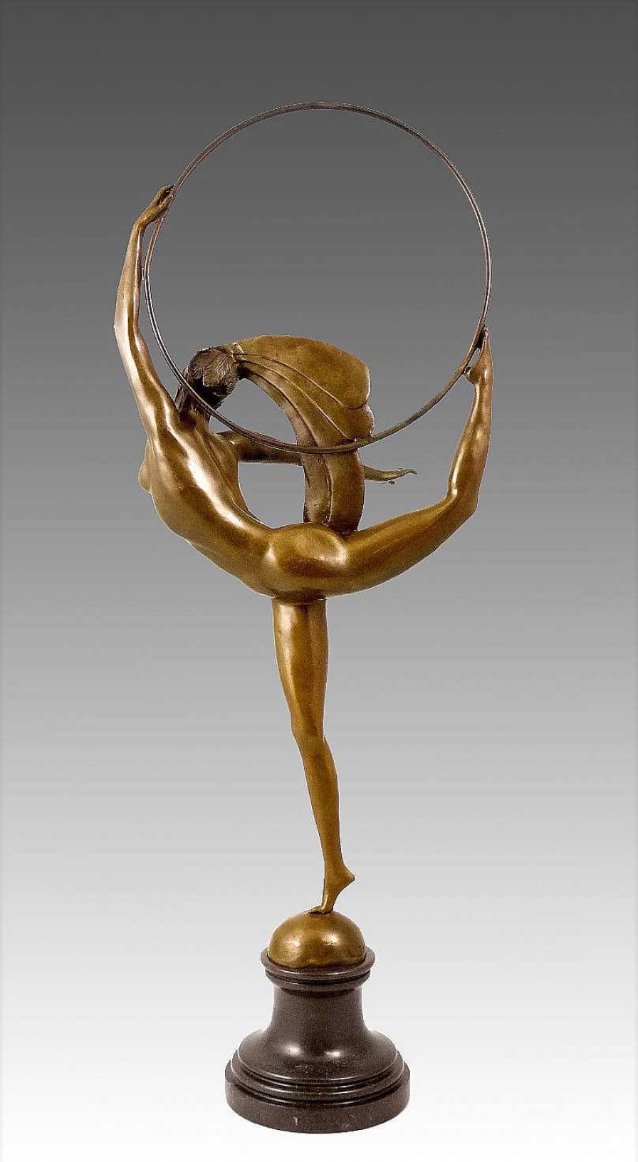 Kunst & Ambiente Art Deco Bronze Dancer On Marble Base - By J.P. Morante Art Deco Figurines