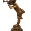 Louis Kley Art Nouveau Bronze,Trumpeter On Marble-Base Signed Louis Kley Art Nouveau Statues