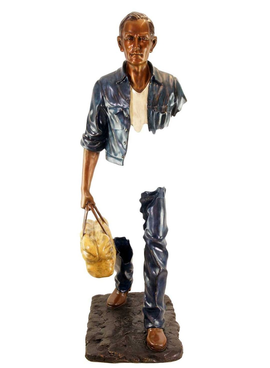 Martin Klein Broken Man Xxl - Large Bronze Statue - Height: 128 Cm - Limited Garden Statues