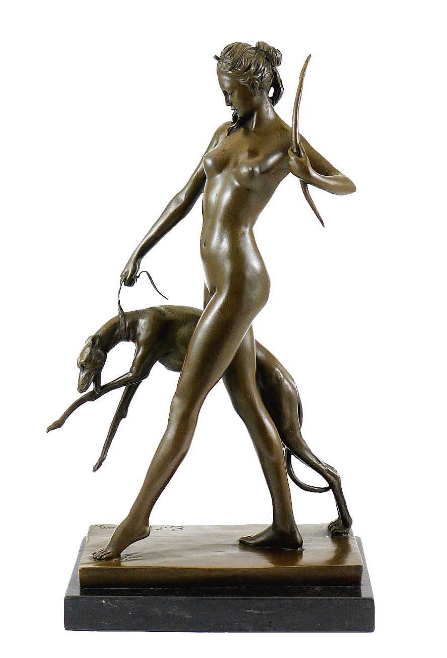 Edward McCartan Bronze Sculpture - Diana And Hound - Sign. Edward Mccartan Greek Statues