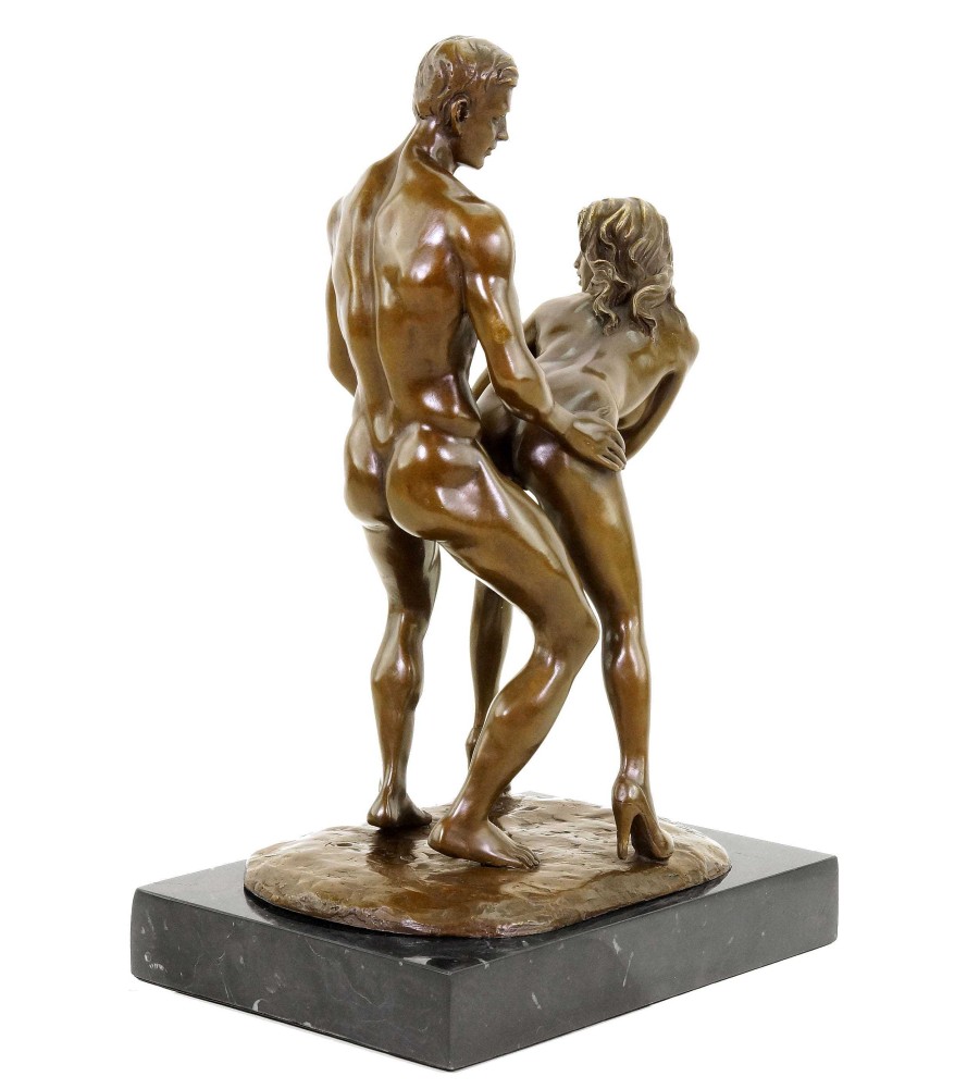 Kunst & Ambiente Erotic Bronze - Standing Lovers - Sex Figurine - Signed M. Nick Erotic Nudes - Vienna Bronze