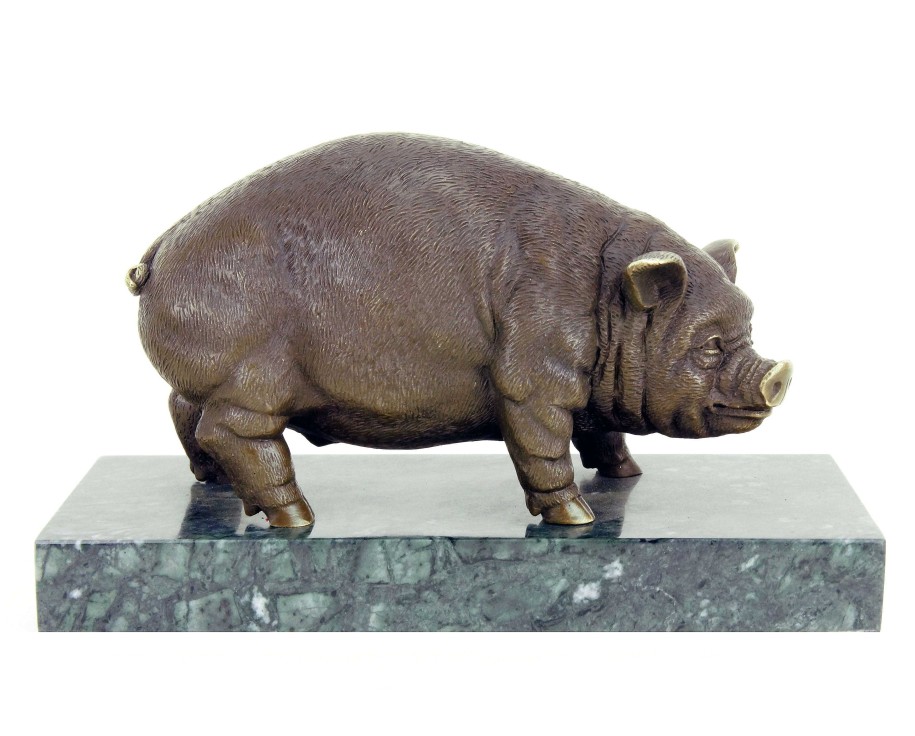 Rembrandt Bugatti Bronze Pig / Domestic Pig - Bronze Statue - Sculpture By Bugatti Animal Sculptures