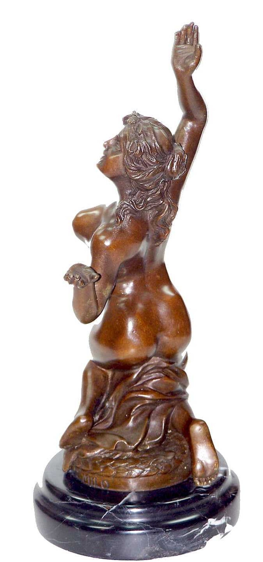 Miguel Fernando Lopez (Milo) Art Nouveau Nude Bronze - The Slave - On Marble Base Sign. Milo Erotic Nudes - Vienna Bronze