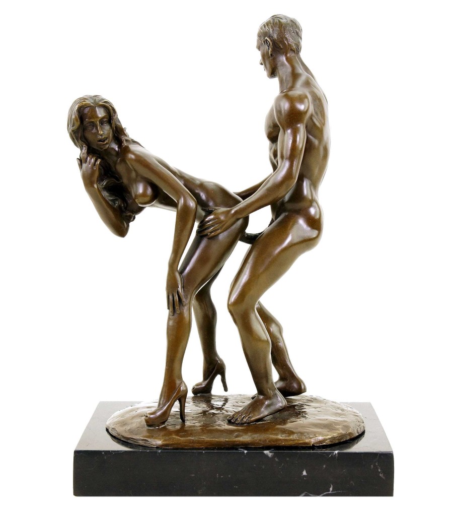 Kunst & Ambiente Erotic Bronze - Standing Lovers - Sex Figurine - Signed M. Nick Erotic Nudes - Vienna Bronze