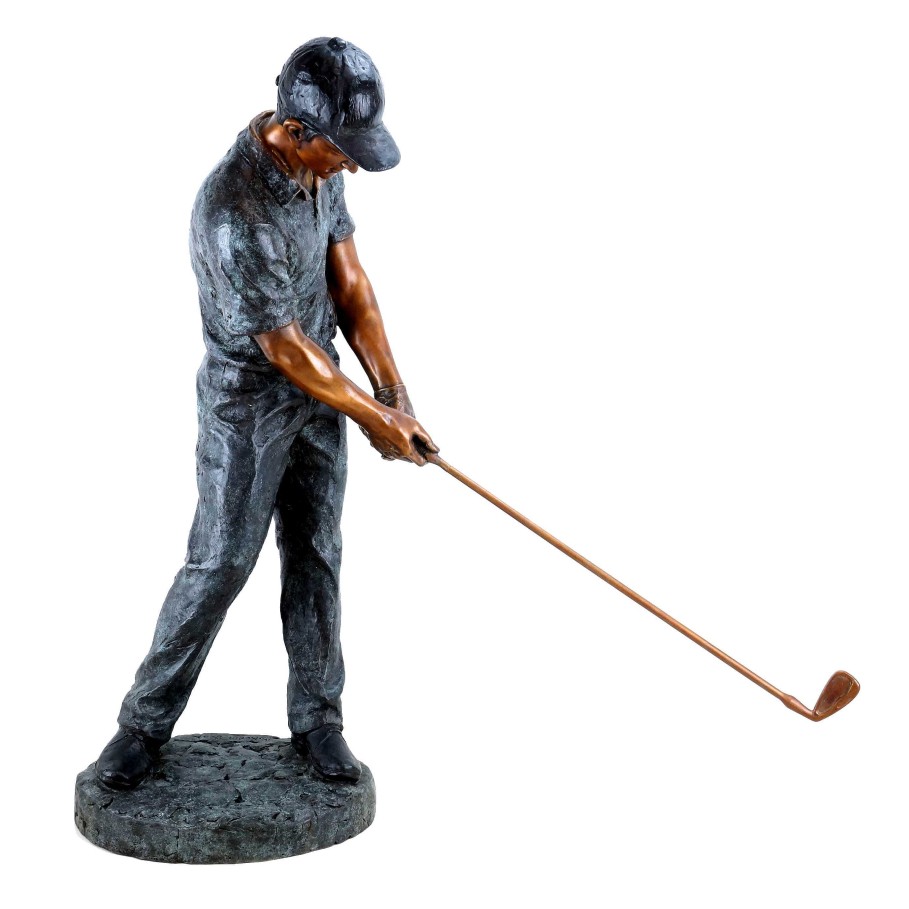 Martin Klein Tall Bronze Sculpture Golfer - Limited - Xxl Golf Player Statue Contemporary Art