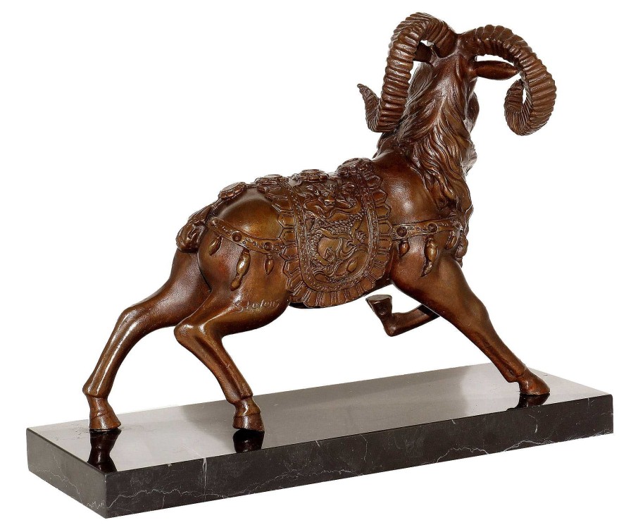 Alfred Stevens Bronze Figure - Ram / Goat On Marble Base - Stevens Animal Sculptures