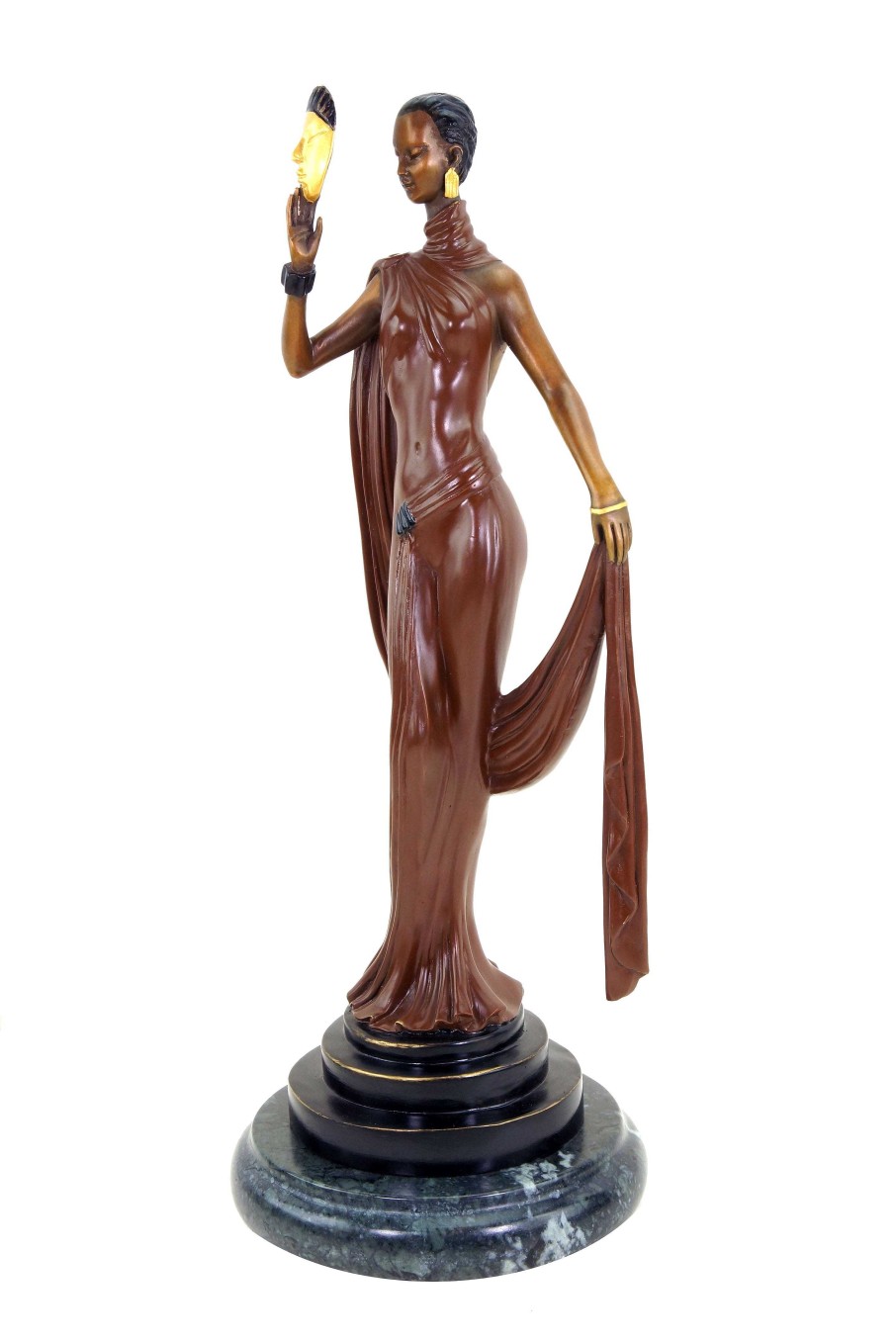 Ferdinand Preiss Art Deco Bronze Sculpture - Dancer With Mask - Signed F. Preiss Art Deco Figurines