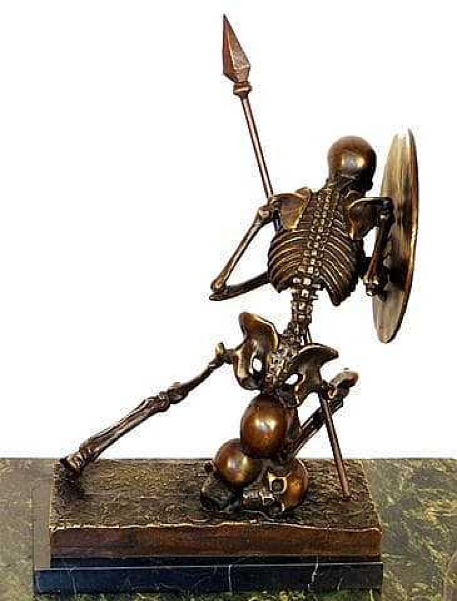 Miguel Fernando Lopez (Milo) Modern Art Bronze On Marble - Skeleton Warrior - Milo Contemporary Art