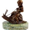 Kunst & Ambiente Child Bronze - Boy Riding A Snail - Art Nouveau - B. Zach Art Nouveau Statues