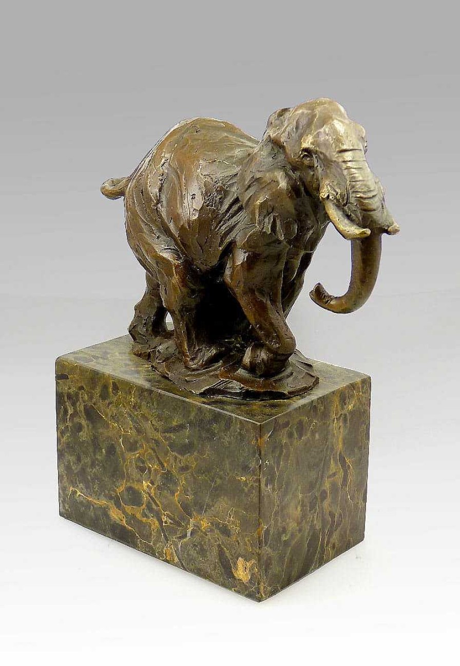 Miguel Fernando Lopez (Milo) Abstract Bronze Elephant On Marble Base, Signed Milo Animal Sculptures