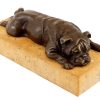 Kunst & Ambiente British Bulldog On A Yellow Natural Stone Base - Bronze Figure Animal Sculptures