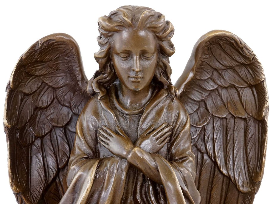 Miguel Fernando Lopez (Milo) Art Nouveau Bronze Statue - Praying Mourning Angel - Sign. Milo Art Nouveau Statues