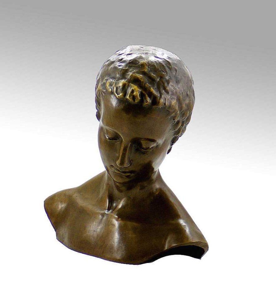 Wilhelm Lehmbruck Modern Art - Inclined Head Of A Woman, Signed Wilhelm Lehmbruck Contemporary Art