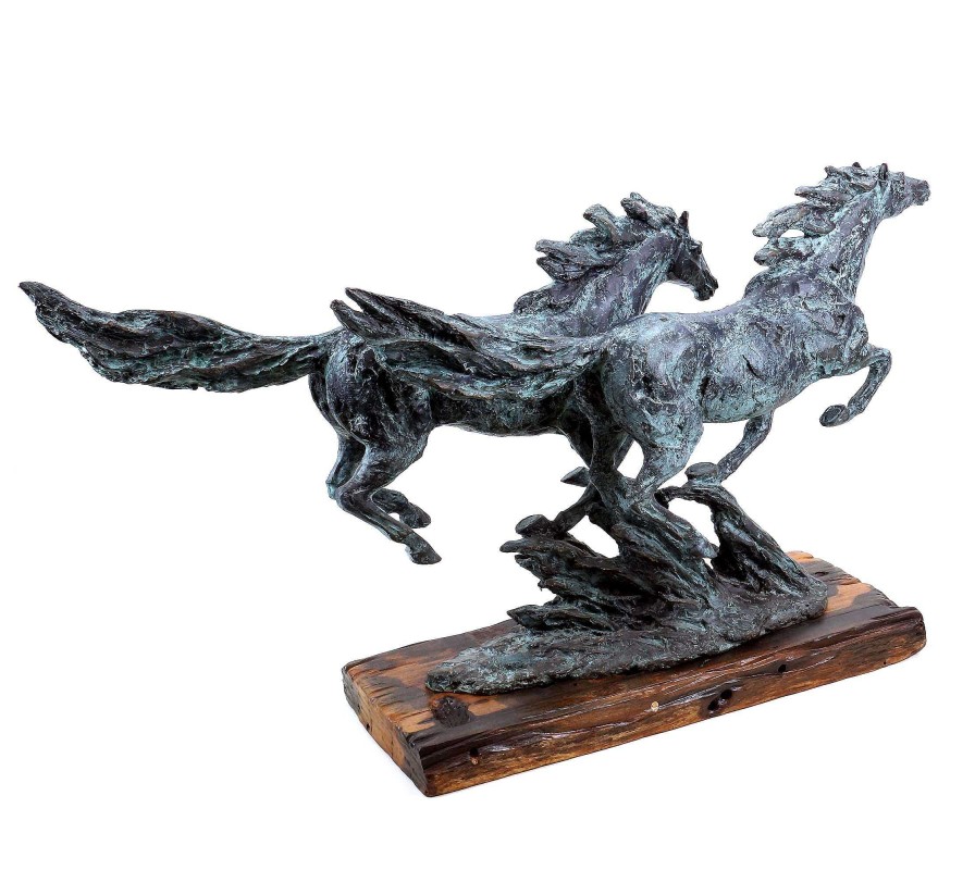 Miguel Fernando Lopez (Milo) Contemporary Art - Wild Horses - Galloping Horses - Signed Milo - Horse Statue Garden Statues