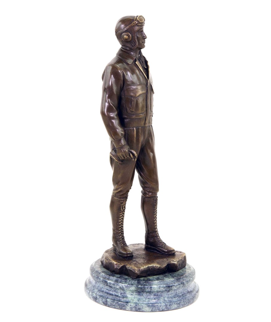 Kunst & Ambiente Pilot - First World War Aircraft Statue - Bronze Figurine - Militaria Military Statues