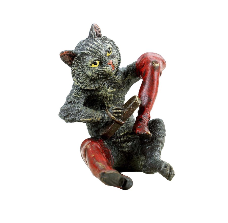 Franz Bergmann Vienne Bronze - Puss In Boots - Hand-Painted Miniature Bronze Erotic Nudes - Vienna Bronze