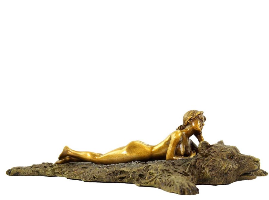 Franz Bergmann Vienna Bronze - Erotic Nude On Bear Rug Bergmann Stamp Erotic Nudes - Vienna Bronze