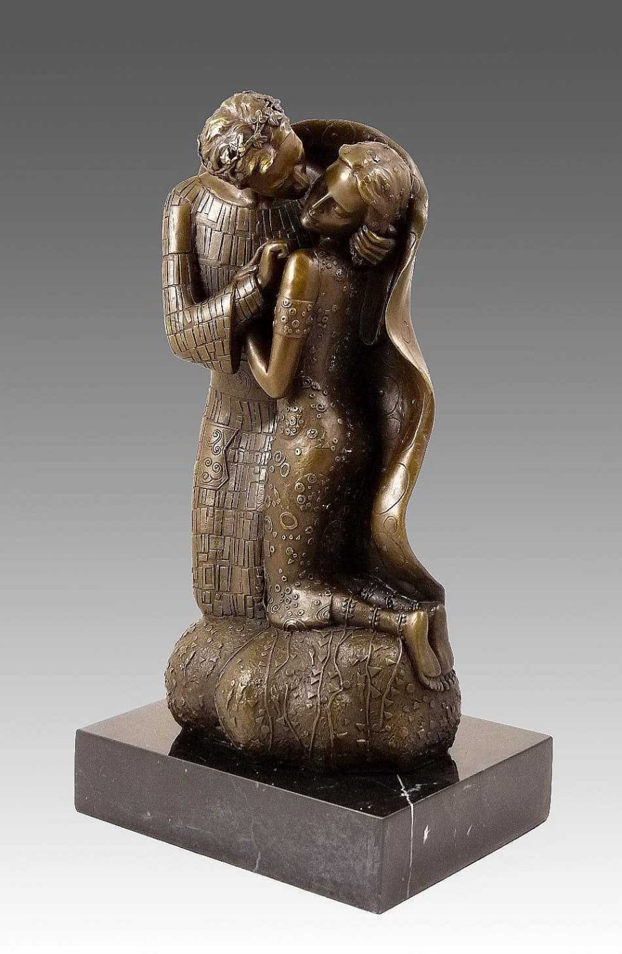 Gustav Klimt Georgeous Bronze Sculpture - The Kiss - Inspired By G. Klimt Contemporary Art