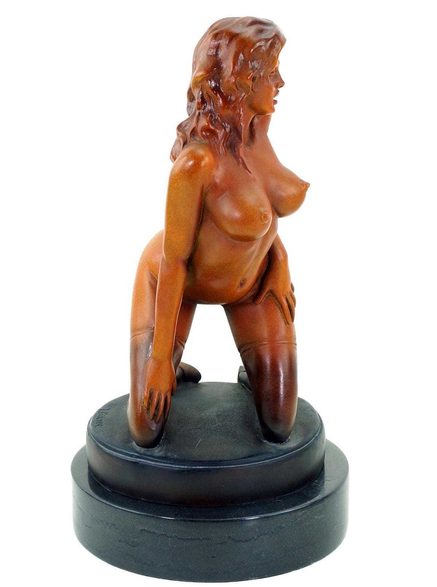 Kunst & Ambiente Erotic Girl Jules - Signed J. Patoue - Sexy Bronze Nude On Marble Base Erotic Nudes - Vienna Bronze