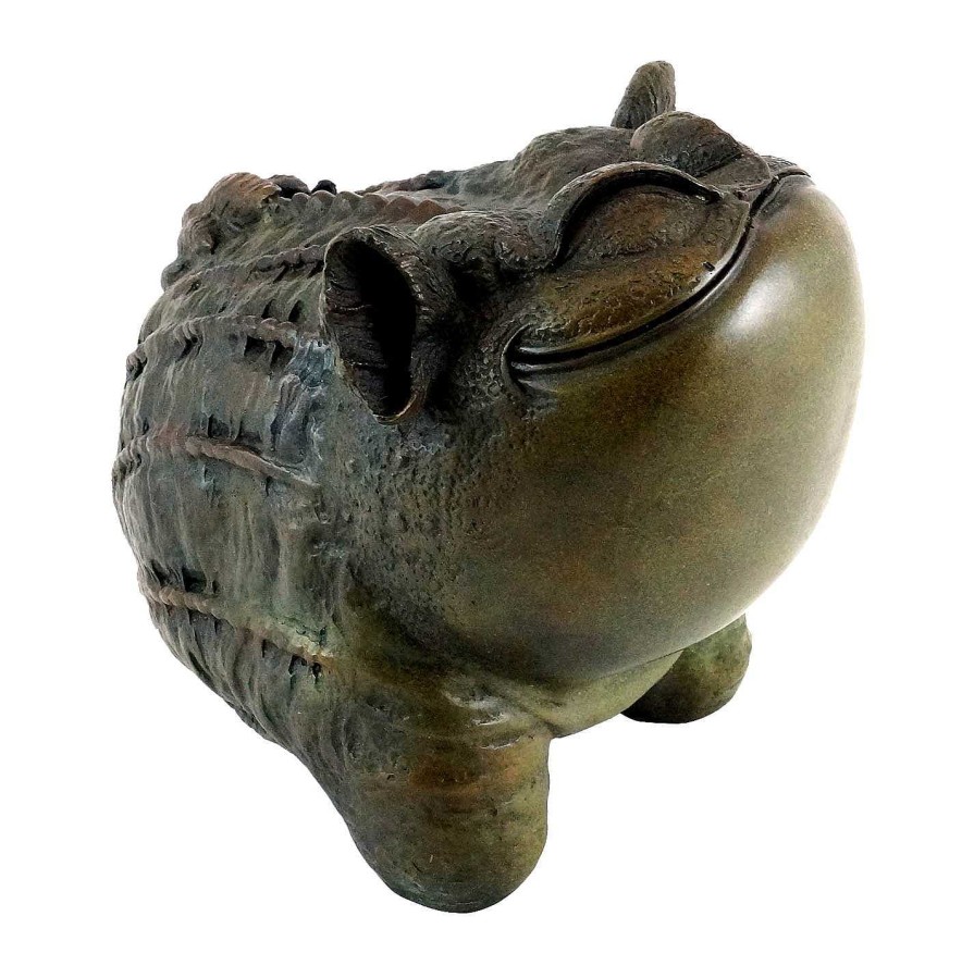 Miguel Fernando Lopez (Milo) Funny Chinese Bronze Sculpture Frog - Toad - Signed By Milo Contemporary Art