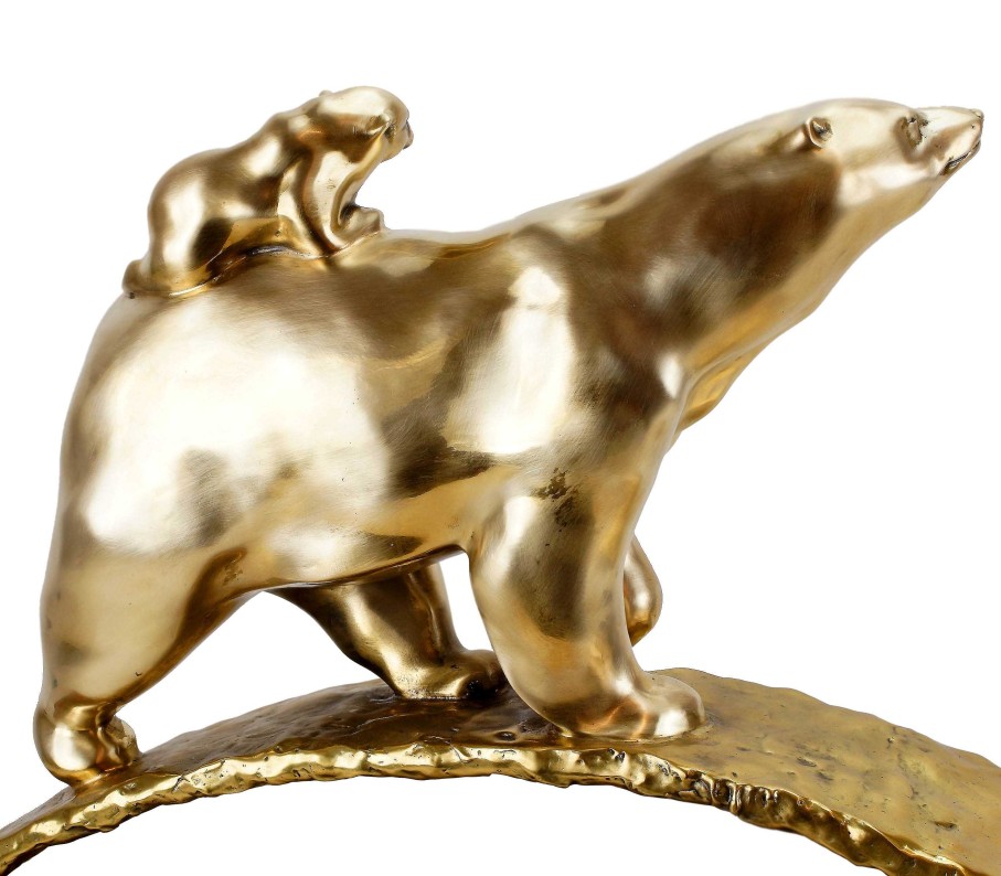 Martin Klein Polar Bear With Baby - Limited Bronze - Animal Figurine - M. Klein Contemporary Art