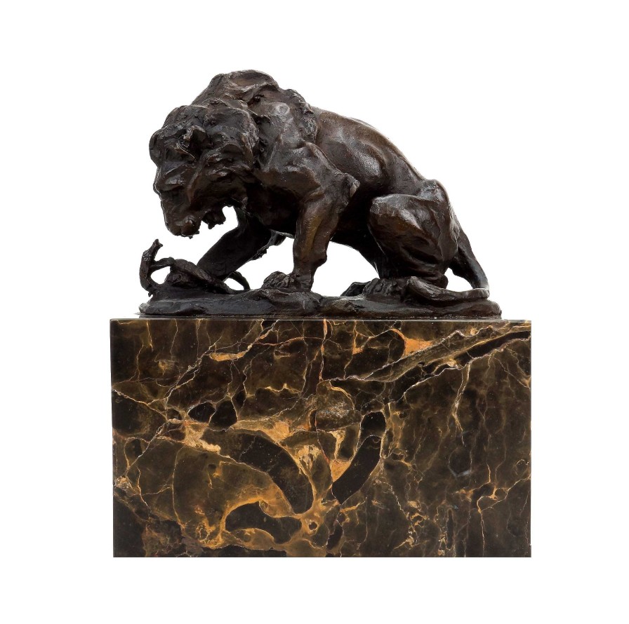 Antoine-Louis Barye Bronze Sculpture - Lion And Serpent (1838) - A.Barye - Animal Figurine Animal Sculptures