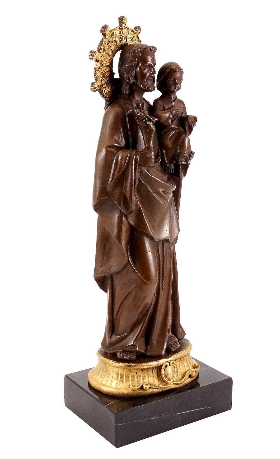 Adolph Alexander Weinman Bronze Figure - Joseph Holding The Jesus-Child - A. A. Weinman Greek Statues