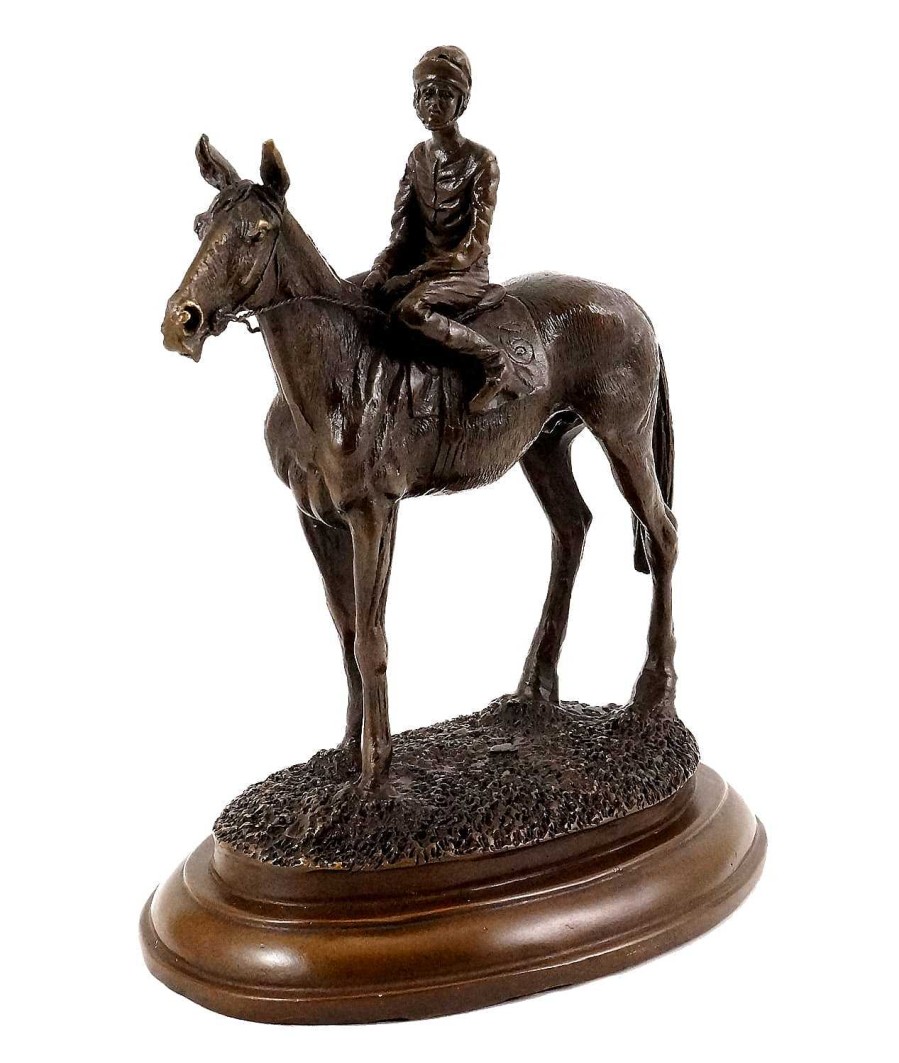 Miguel Fernando Lopez (Milo) Bronze Figure - Jockey / Bronze Horse - Sign. Milo Sports Trophies