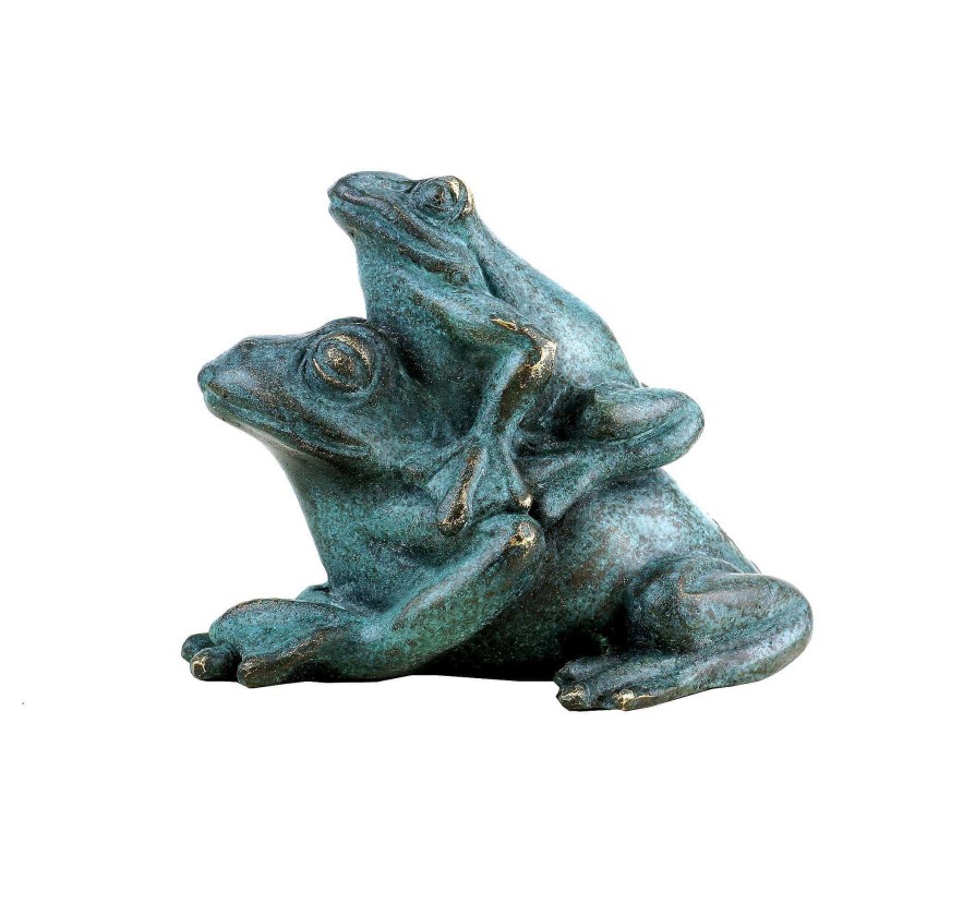 Miguel Fernando Lopez (Milo) Bronze Frog Couple - Animal Figurine - Green Patina - Signed Milo Animal Sculptures