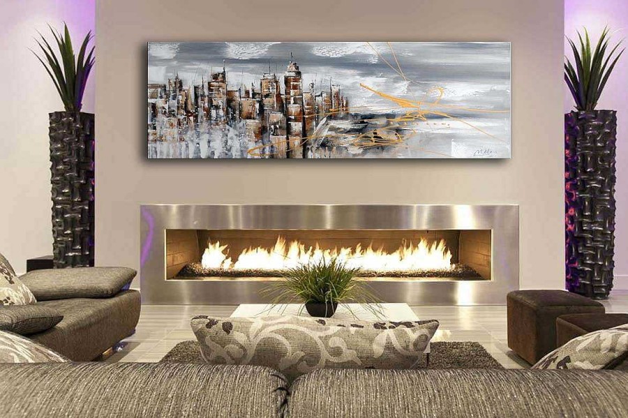 Martin Klein Acrylic Painting - Skyline Of Manhattan Ii / New York - M. Klein Oil Painting