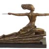 Kunst & Ambiente Art Deco Bronze Amazon On Marble Base Signed M. Bouraine Art Deco Figurines