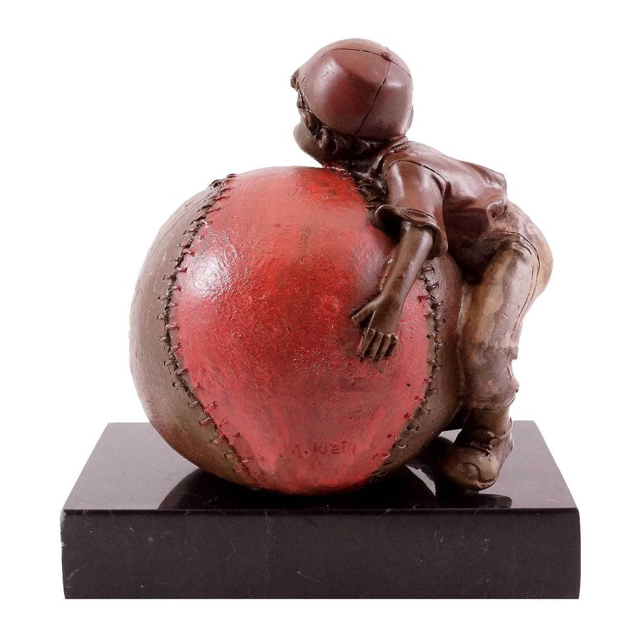 Martin Klein Bronze Statuette - Boy With Baseball - Sign. M. Klein Contemporary Art