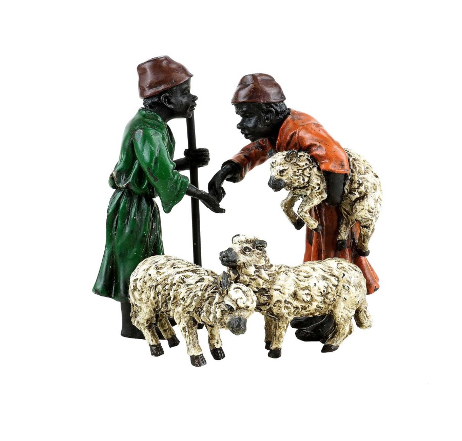 Franz Bergmann Arabian Sheep Traders - Vienna Bronze - Hand Painted - Stamped Erotic Nudes - Vienna Bronze