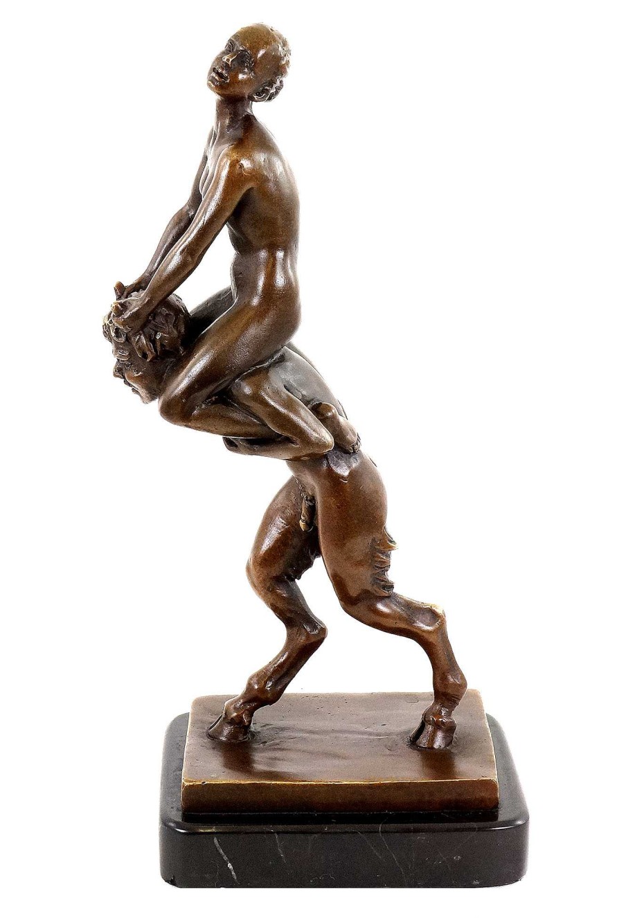 Franz Bergmann Virgin Rides Faun - Erotic Bronze Nude - Bergmann Erotic Nudes - Vienna Bronze