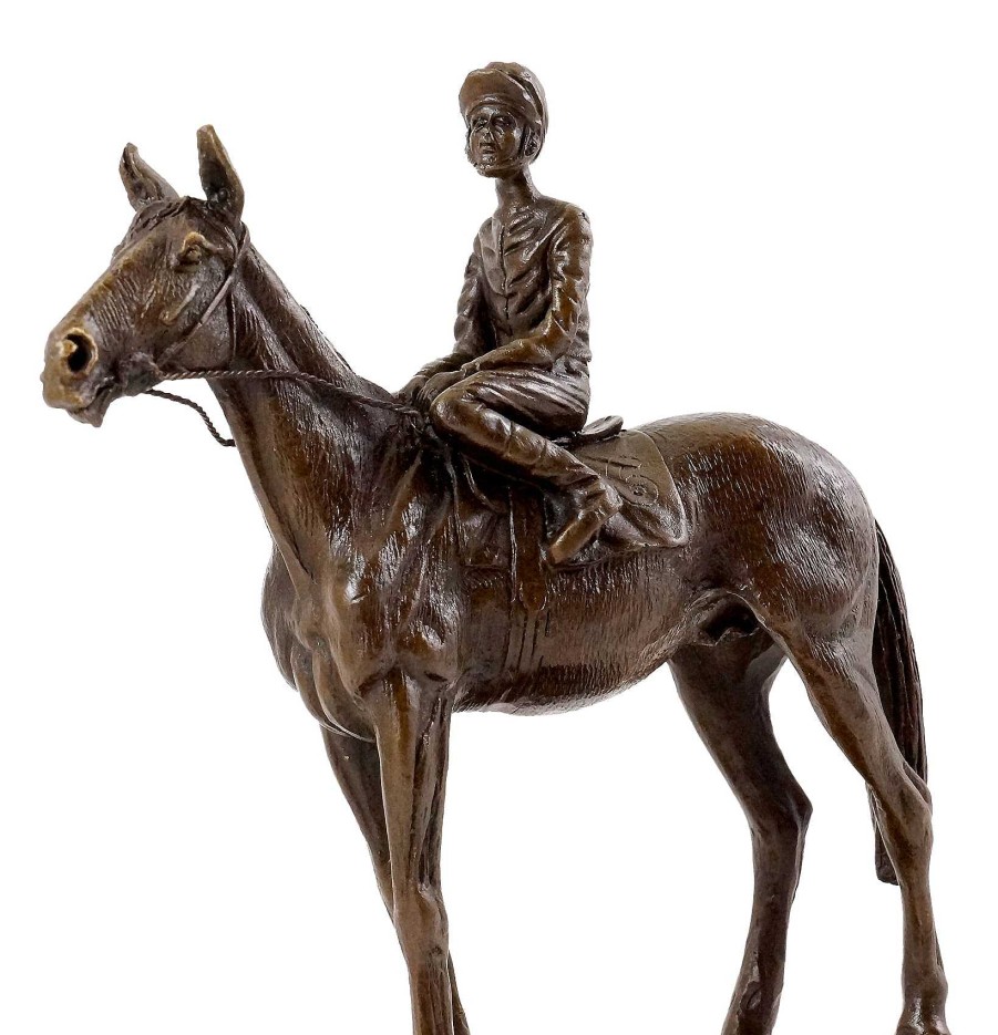 Miguel Fernando Lopez (Milo) Bronze Figure - Jockey / Bronze Horse - Sign. Milo Animal Sculptures