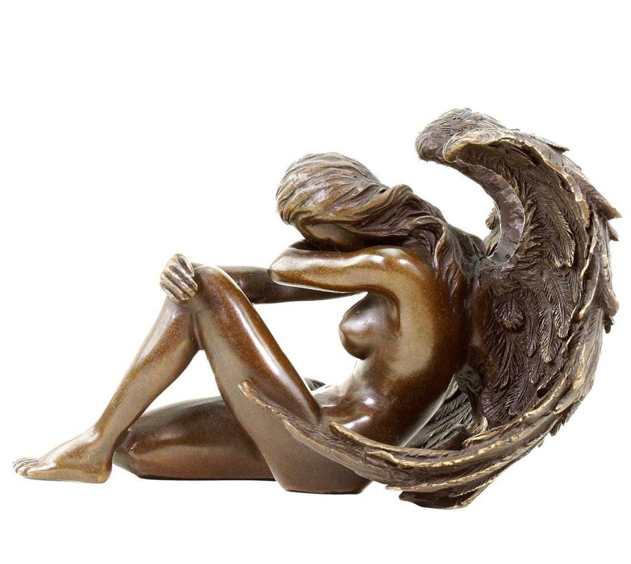 Kunst & Ambiente Sitting Angel Sculpture - Bronze Erotic Nude - Signed Patoue Erotic Nudes - Vienna Bronze