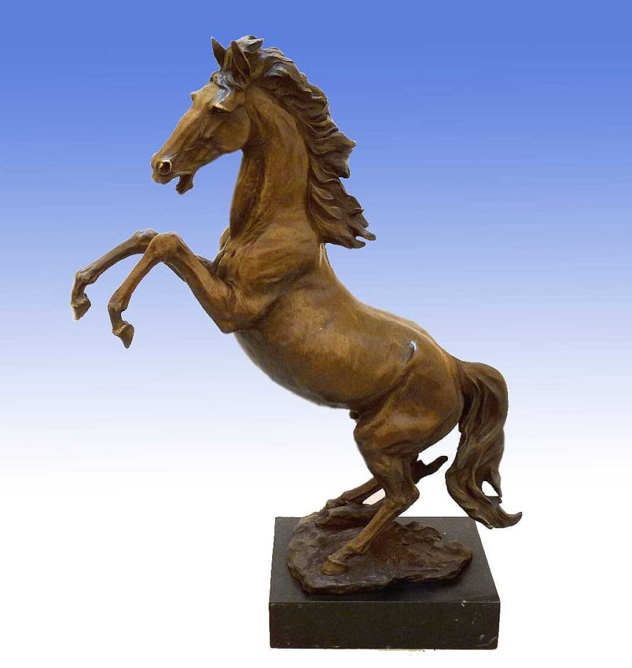 Miguel Fernando Lopez (Milo) Large Dynamic Bronze Sculpture - Wild Stallion - Signed Milo Garden Statues