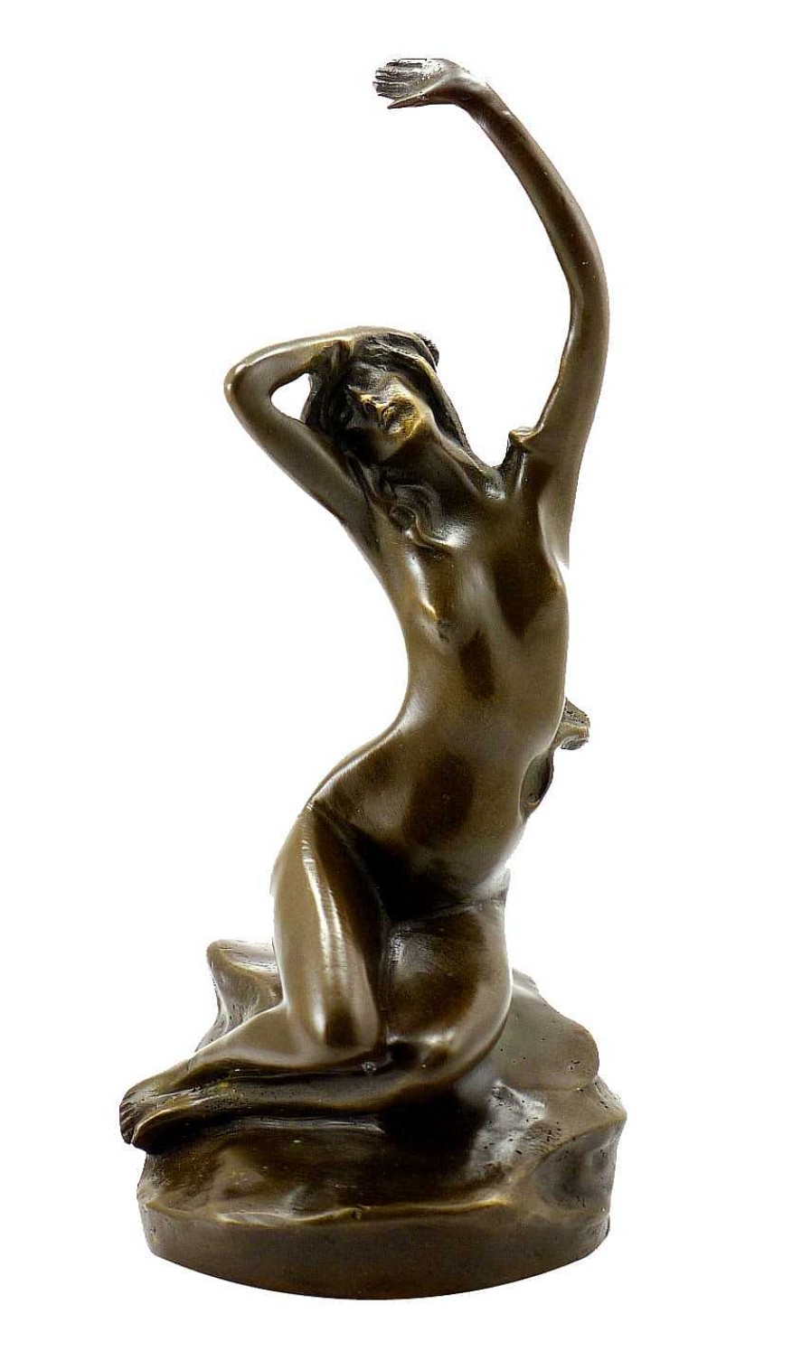 Kunst & Ambiente Art Nouveau Nude Bronze - Nude Woman On The Rock- Sig. Moren Art Nouveau Statues