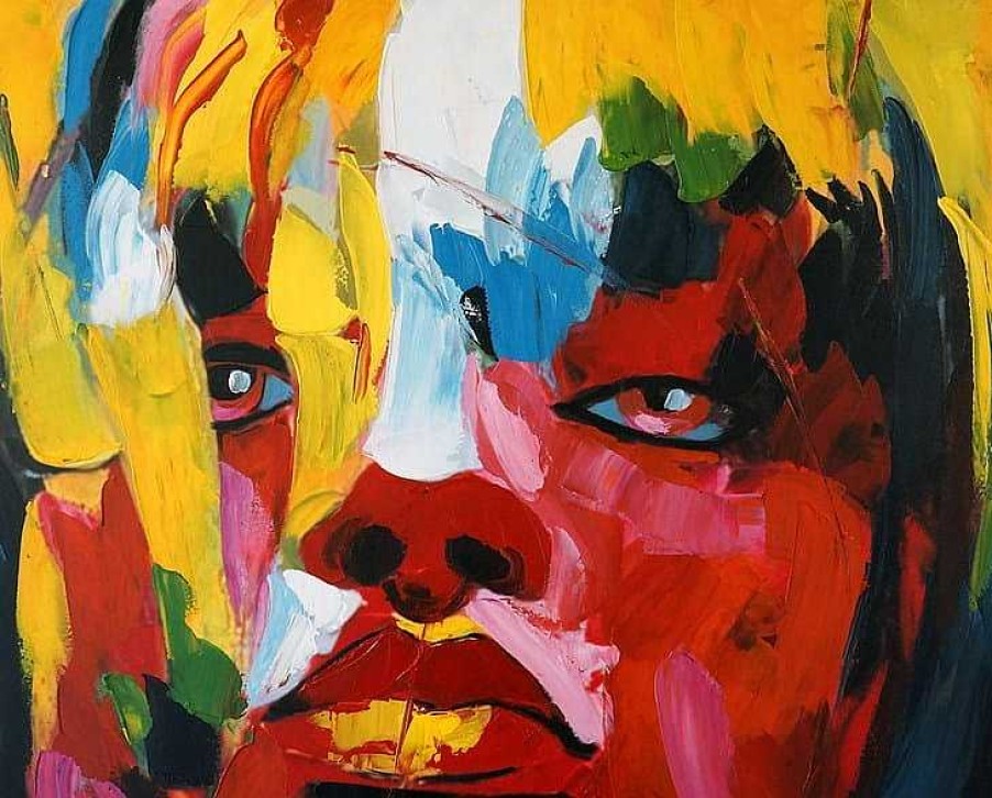 Kunst & Ambiente Le Visage De Femme I - Abstract Acrylic Painting On Canvas - Martin Klein Oil Painting