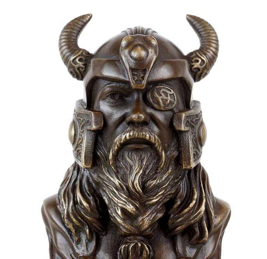 Kunst & Ambiente Odin Bronze Bust - Bronze Viking - Signed - Bronze Figurine Contemporary Art