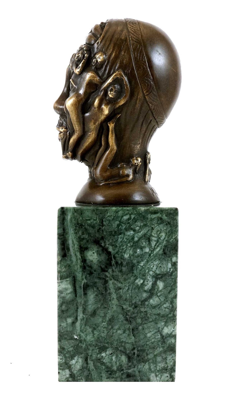 Martin Klein Bronze Figure - Head With Relief-Like Female Nudes - M. Klein Contemporary Art