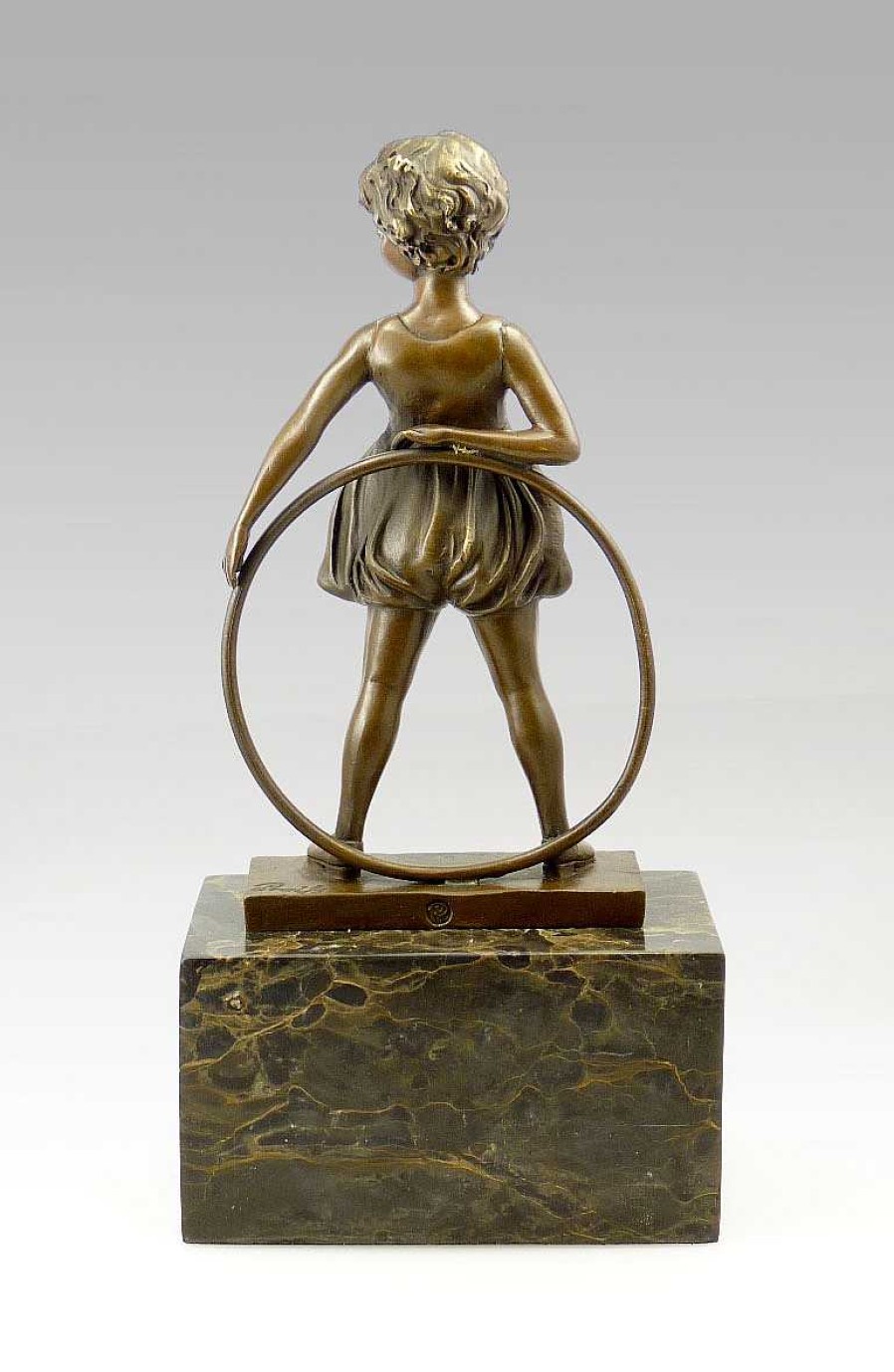 Ferdinand Preiss Art Deco Bronze Statue - Girl With Hoop - Signed F. Preiss Art Deco Figurines