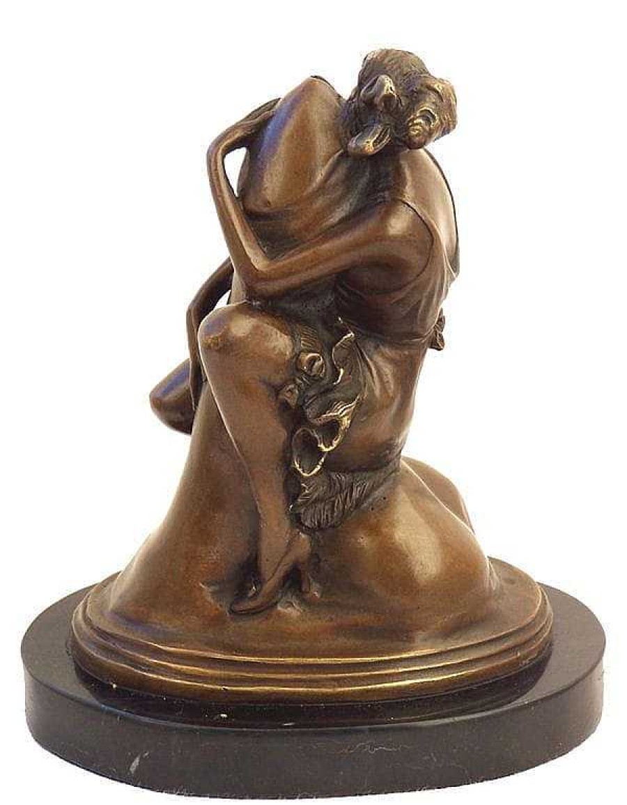 Kunst & Ambiente Art Deco Erotic Bronze On Marble Base Lady At Phallus, B. Zach Erotic Nudes - Vienna Bronze