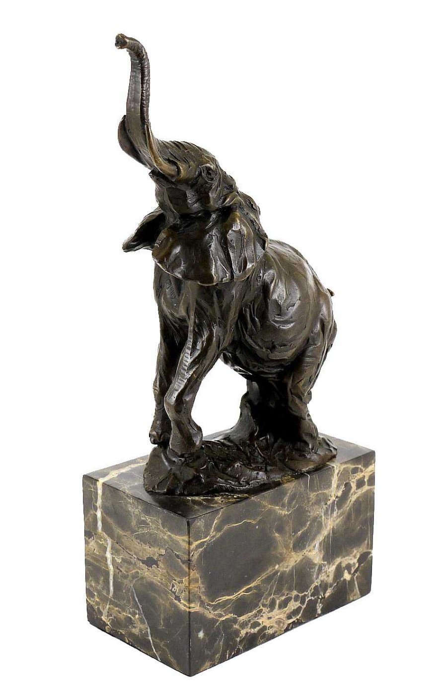 Miguel Fernando Lopez (Milo) Bronze Statue On Marble - Jumping Elephant - Signed By Milo Animal Sculptures