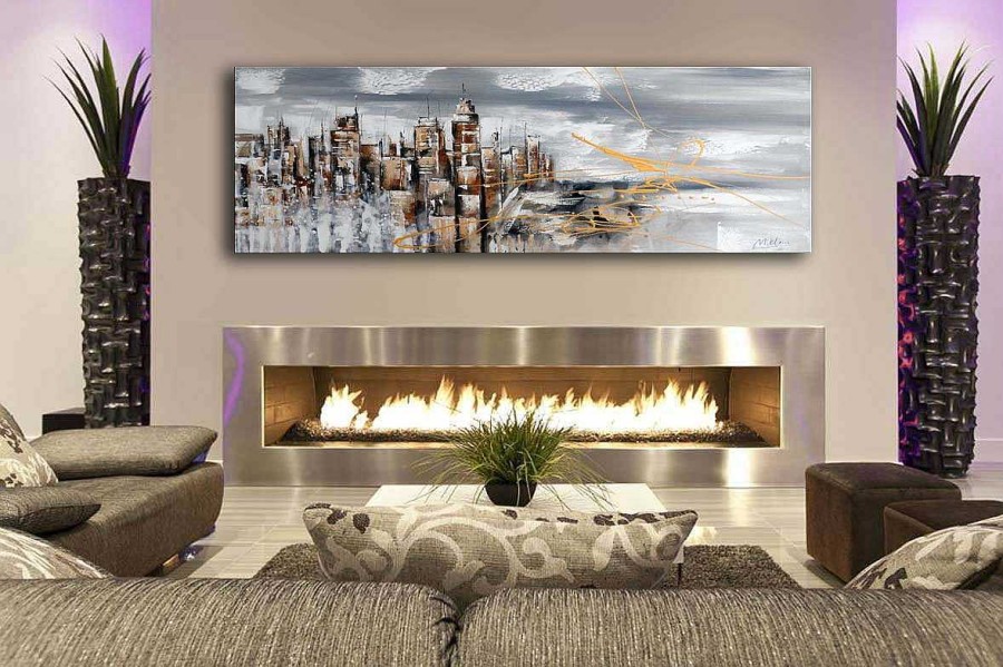 Martin Klein Acrylic Painting - Skyline Of Manhattan Ii / New York - M. Klein Acrylic Painting